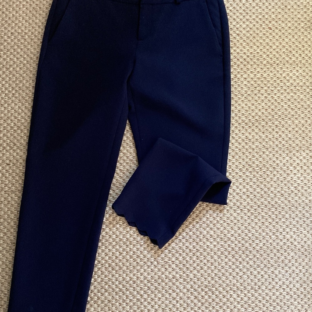 Banana Republic Dark Blue Pants with scalloped leg hem.